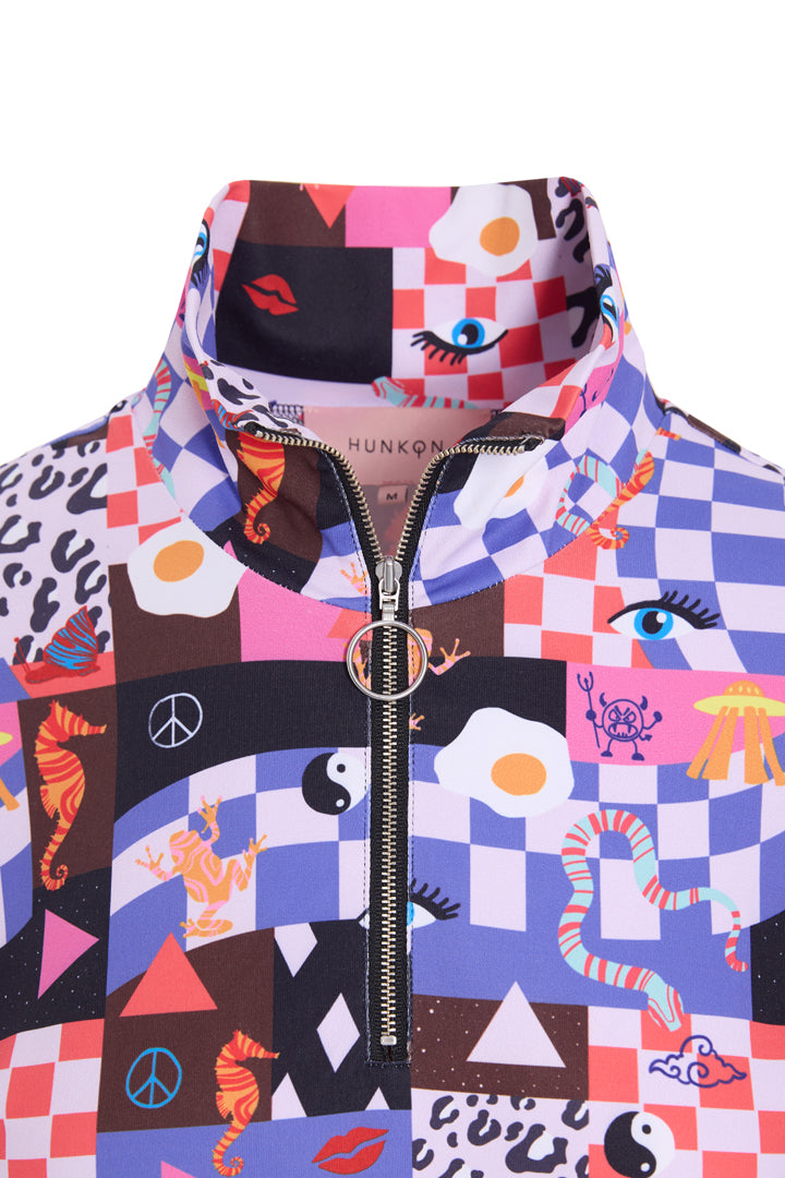 HUNKØN Alba Zipper Blouse Bluser Multiverse Art Print