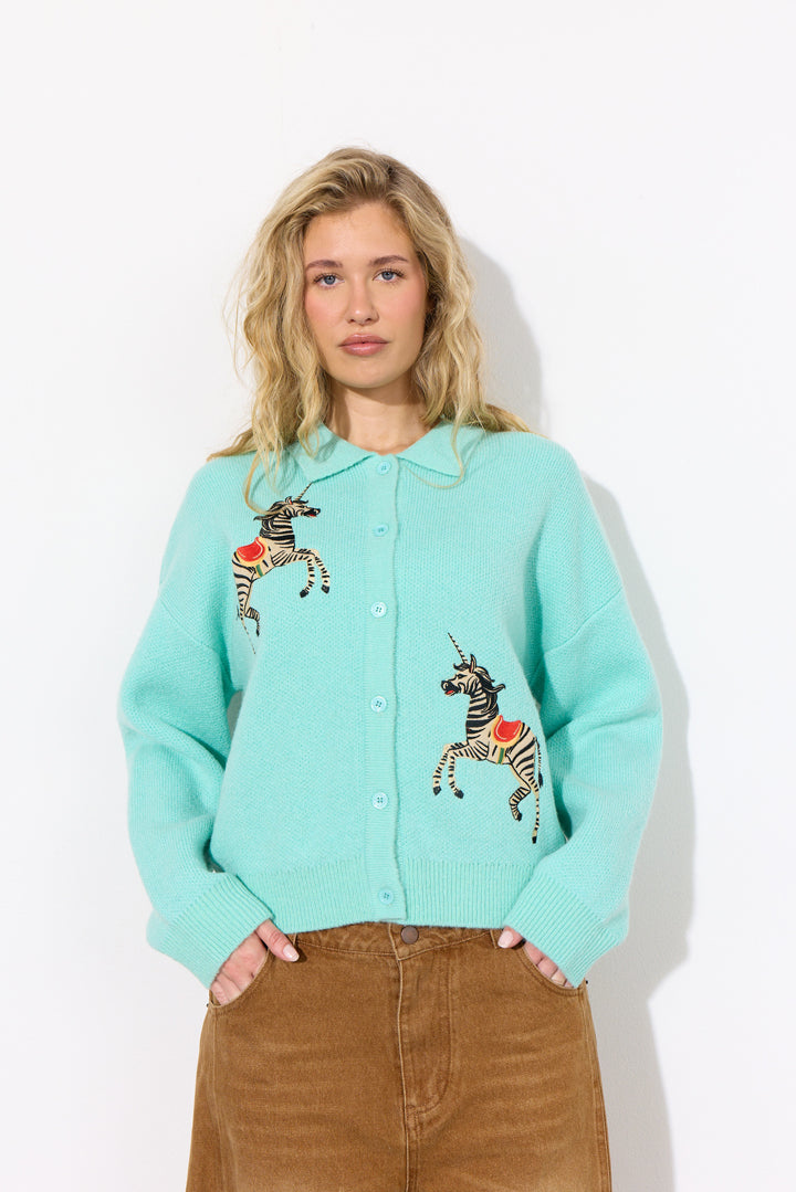 HUNKØN Alfie Knit Cardigan Cardigans Mint