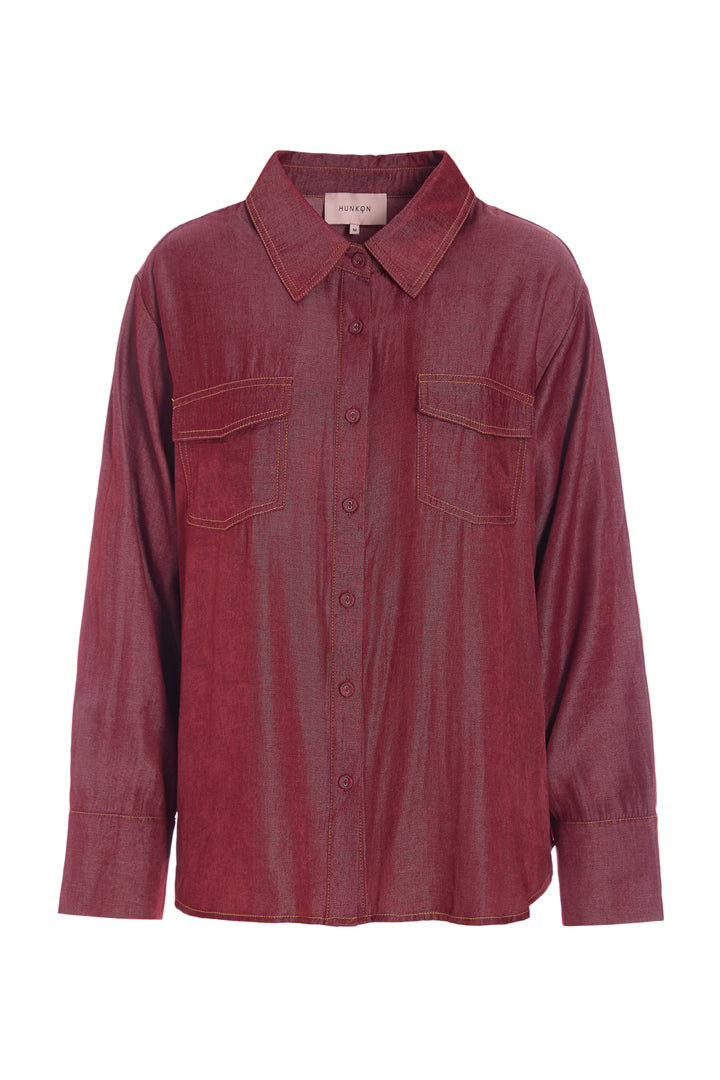 HUNKØN Andy Shirt Skjorter Oxblood
