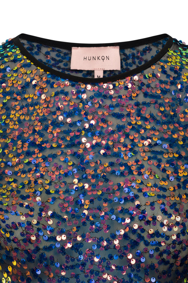 HUNKØN Aya Sequin Blouse Bluser Black