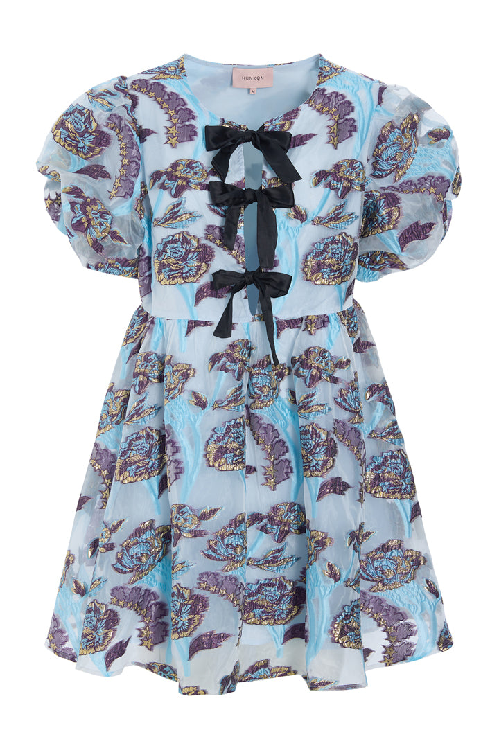 HUNKØN Betsy Short Dress Kjoler Blue Floral