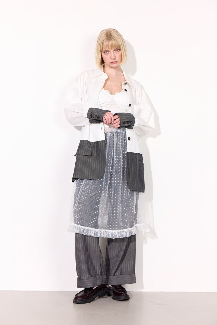 HUNKØN Billie Shirt Skjorter White & Grey