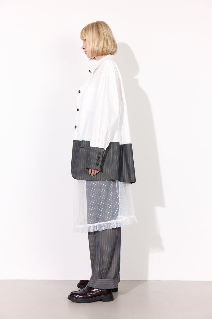 HUNKØN Billie Shirt Skjorter White & Grey