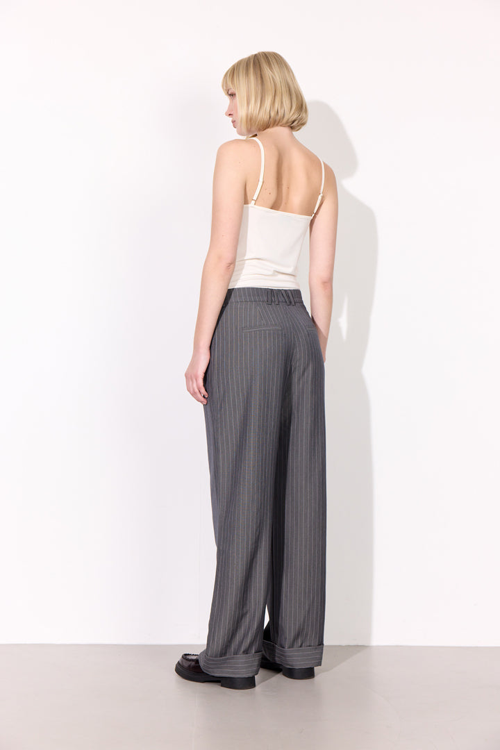 HUNKØN Billie Trousers Bukser Grey Pinstripe