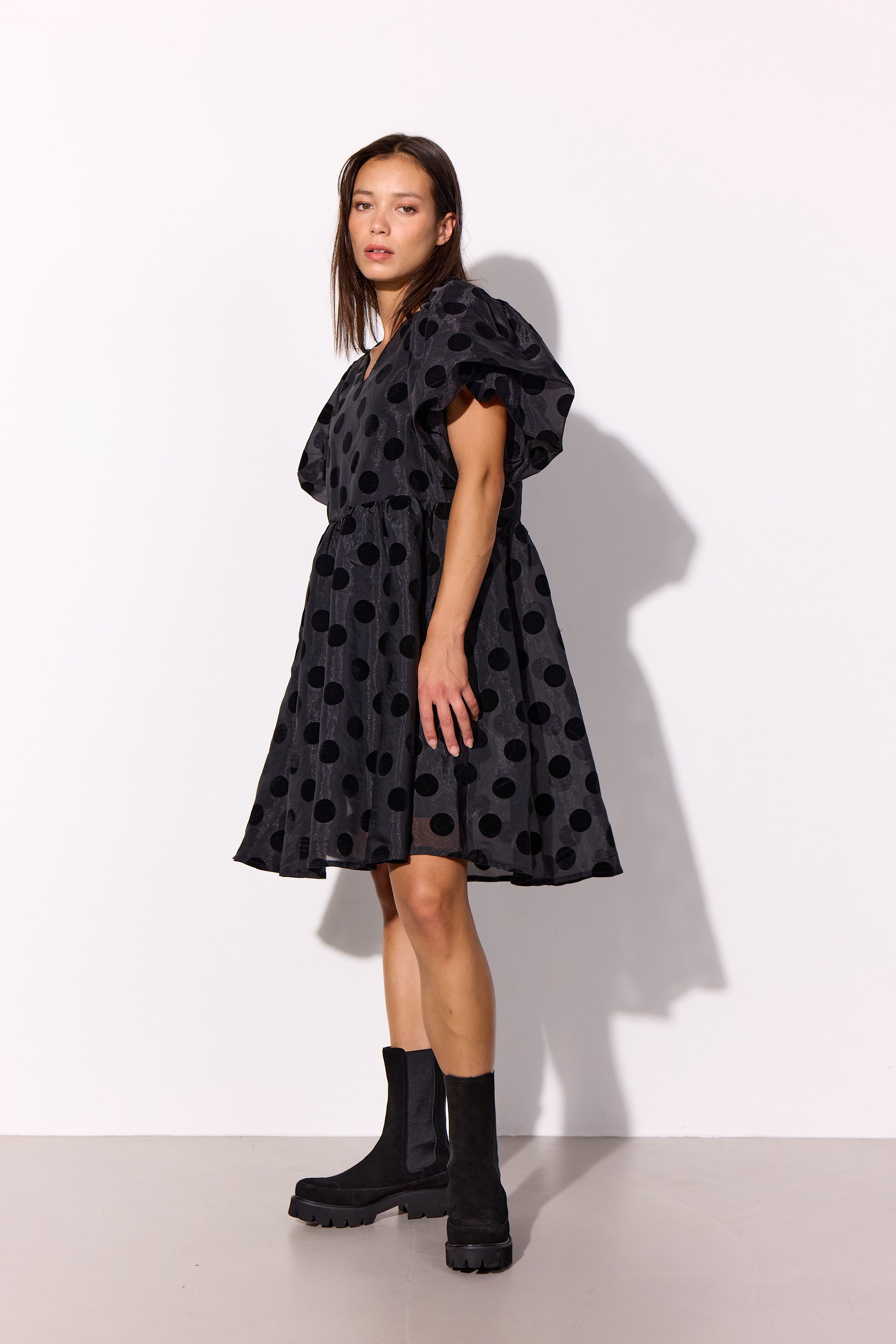 HUNKØN Bobby Dress Kjoler Black w/dots