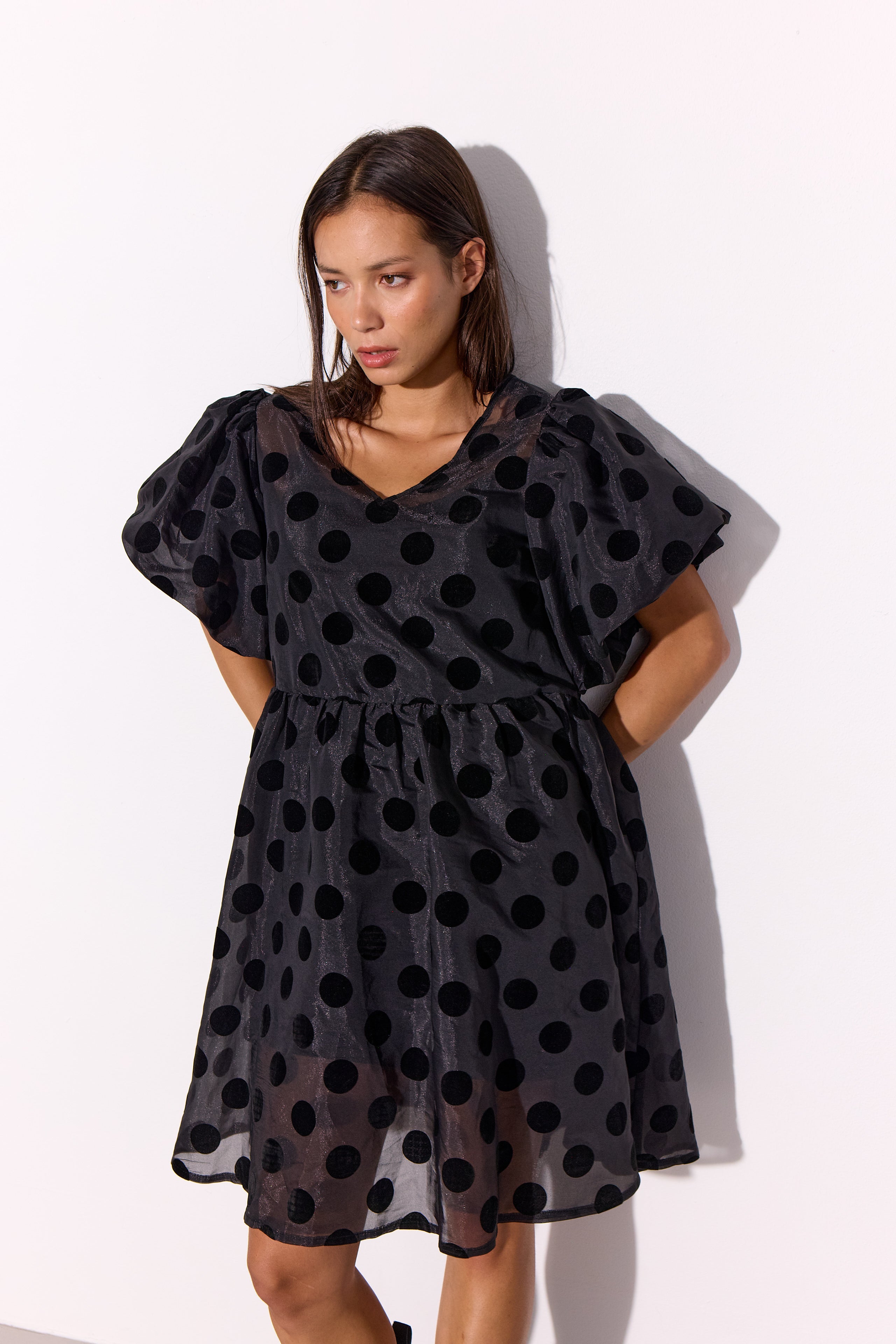 HUNKØN Bobby Dress Kjoler Black w/dots