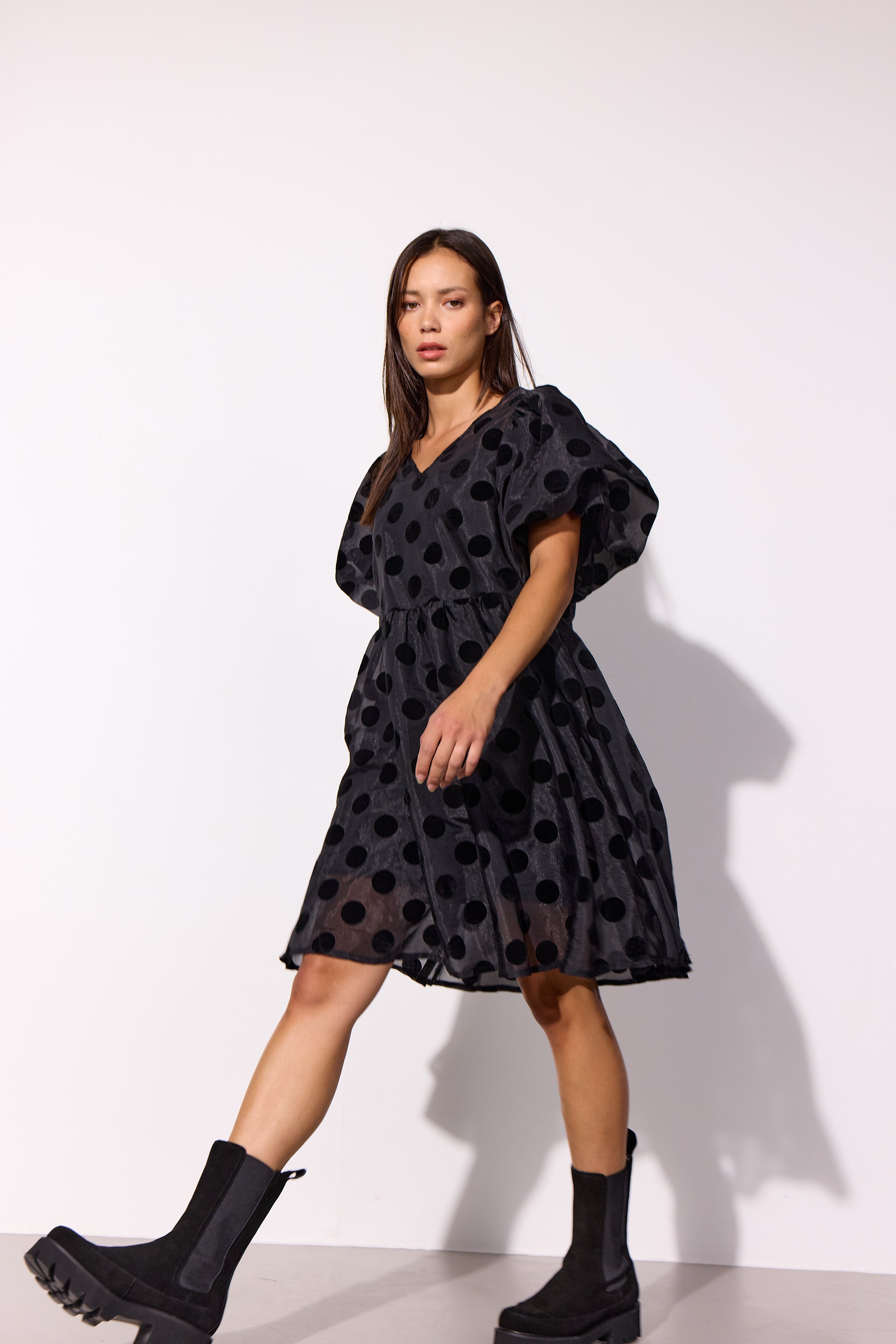HUNKØN Bobby Dress Kjoler Black w/dots