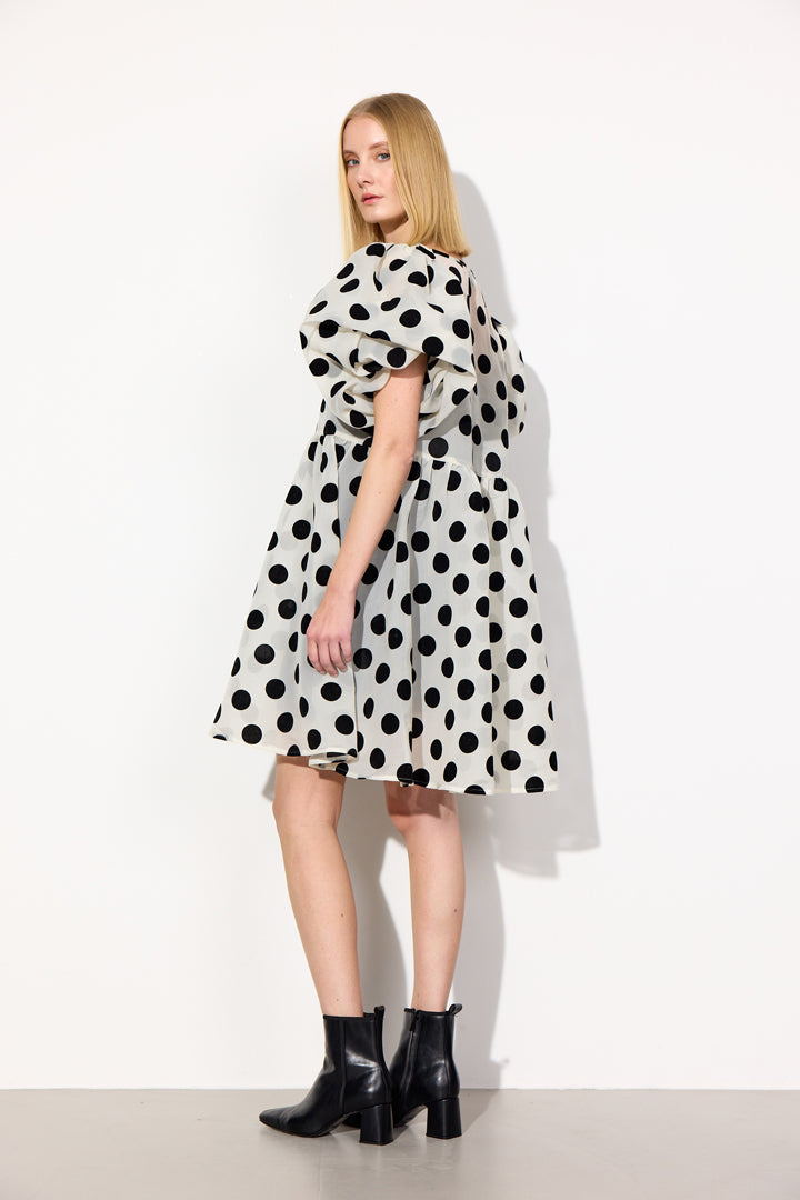 HUNKØN Bobby Dress Kjoler White w/ dots