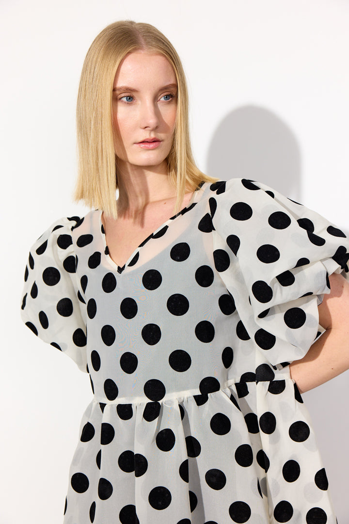 HUNKØN Bobby Dress Kjoler White w/ dots