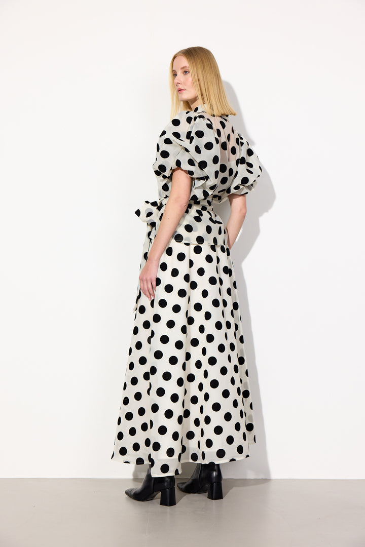 HUNKØN Bobby Long Skirt Nederdele White w/ dots