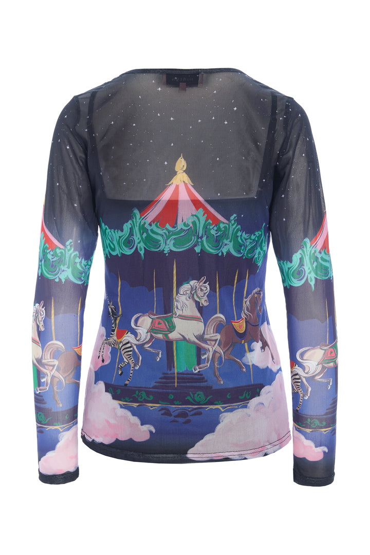 HUNKØN Calista Mesh Blouse Bluser Dream Fairground Art Print