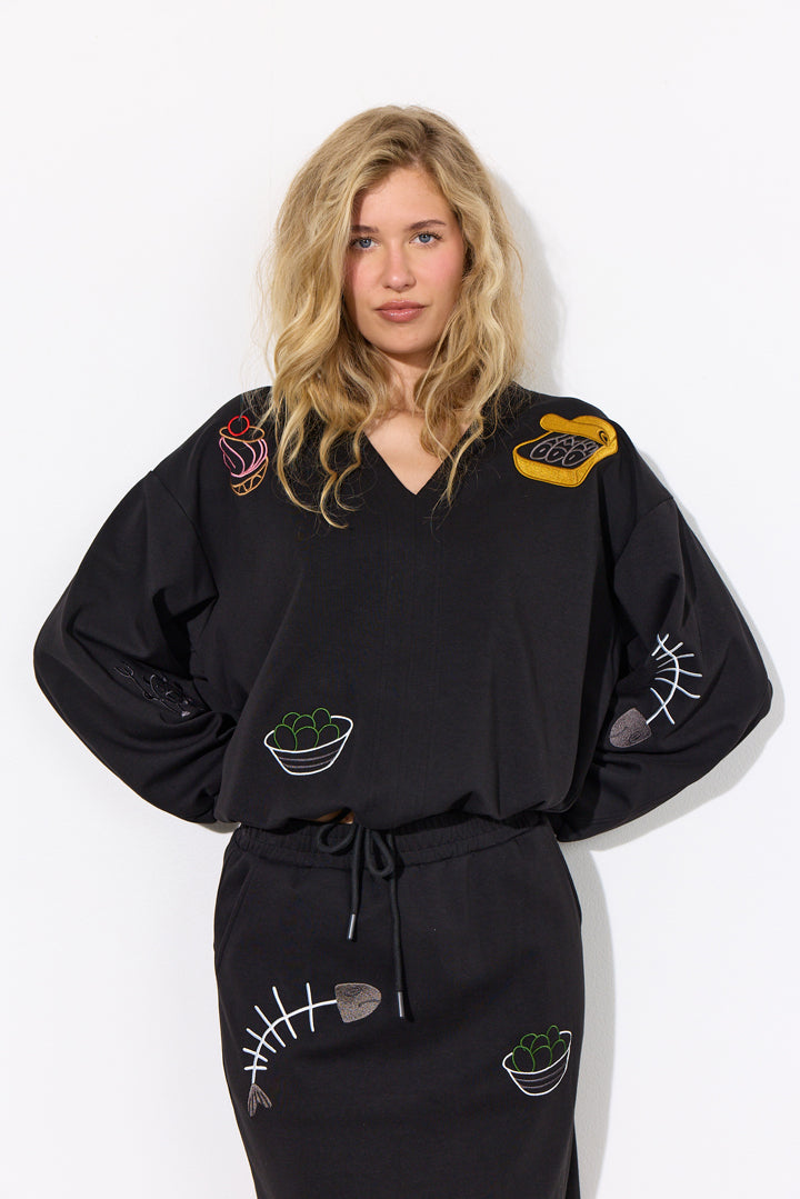 HUNKØN Chili Blouse Bluser Black