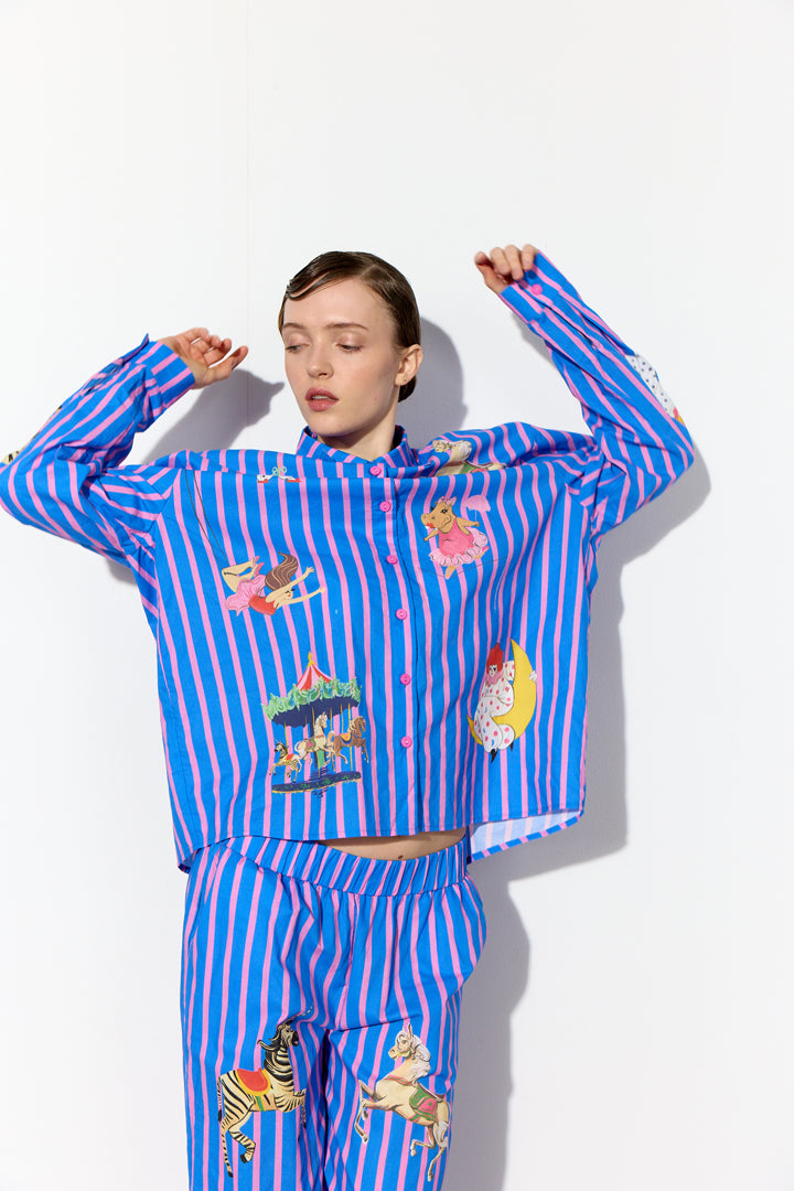 HUNKØN Cosmia Shirt Skjorter Blue Showstopper Art Print