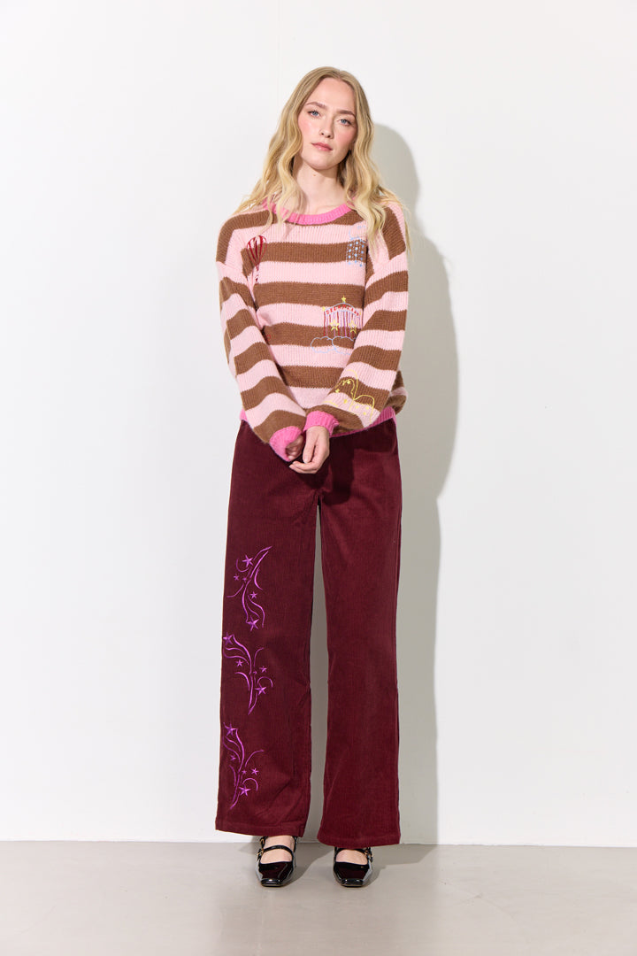 HUNKØN Curtis Knit Blouse Bluser Peach Striped