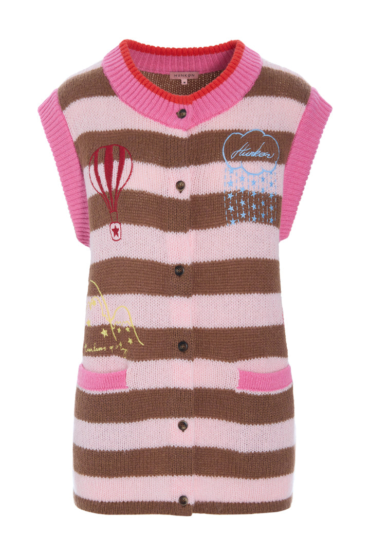 HUNKØN Curtis Knit Vest Vests Peach Striped