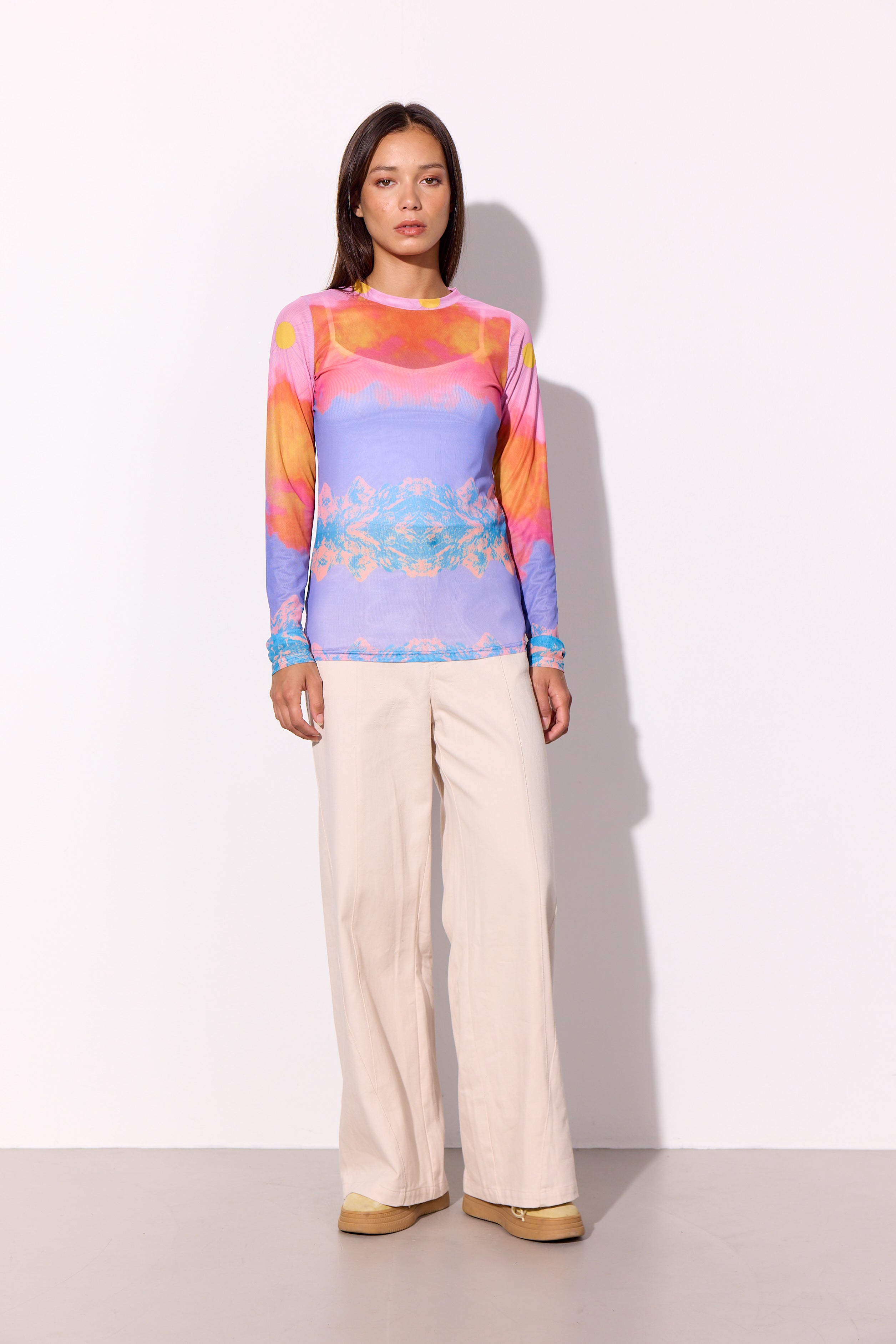 HUNKØN Devon Mesh Blouse Bluser Horizon Art Print