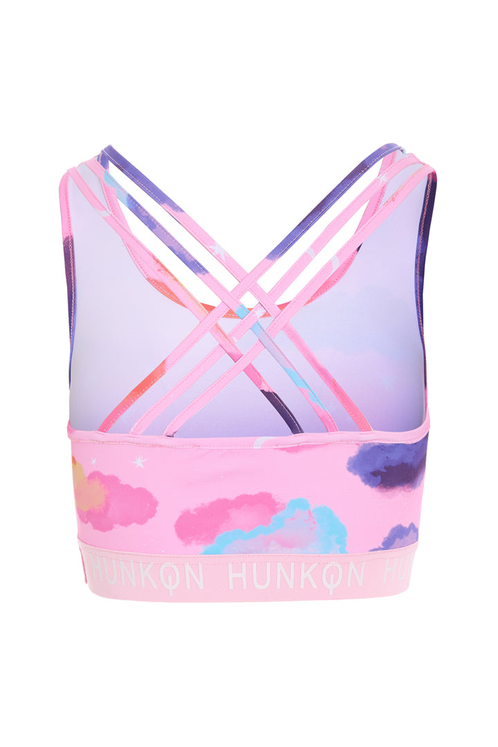 HUNKØN Diana Yoga Top Toppe Pink sky Art Print