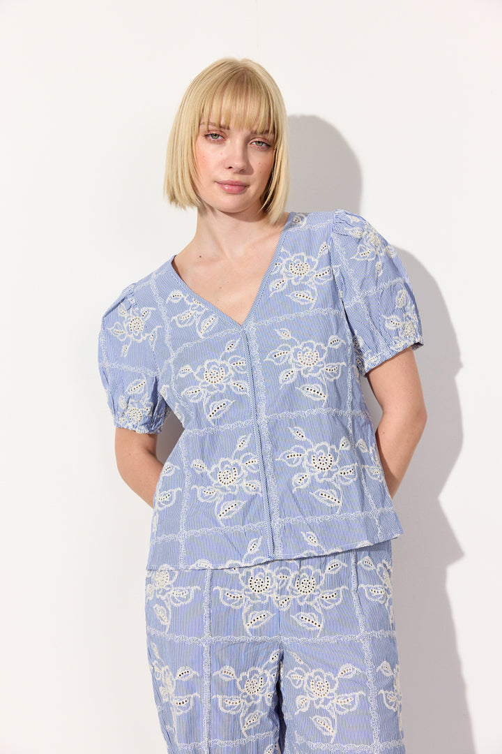 HUNKØN Ditte Top Toppe Blue