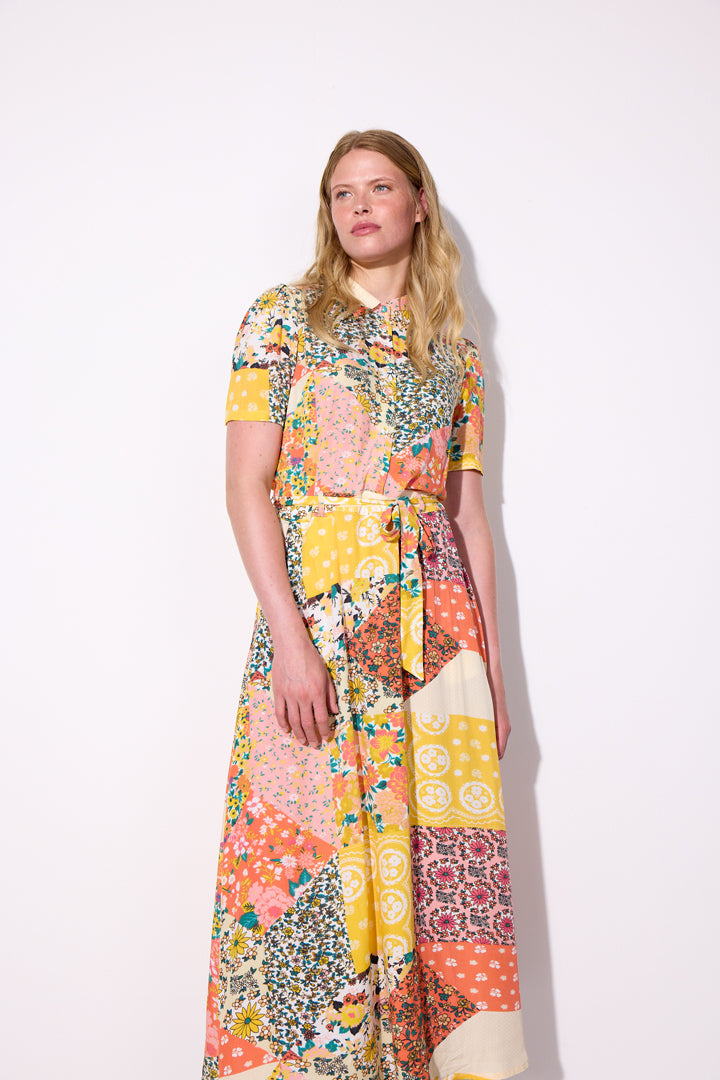 HUNKØN Dora Dress Kjoler Yellow Patchwork