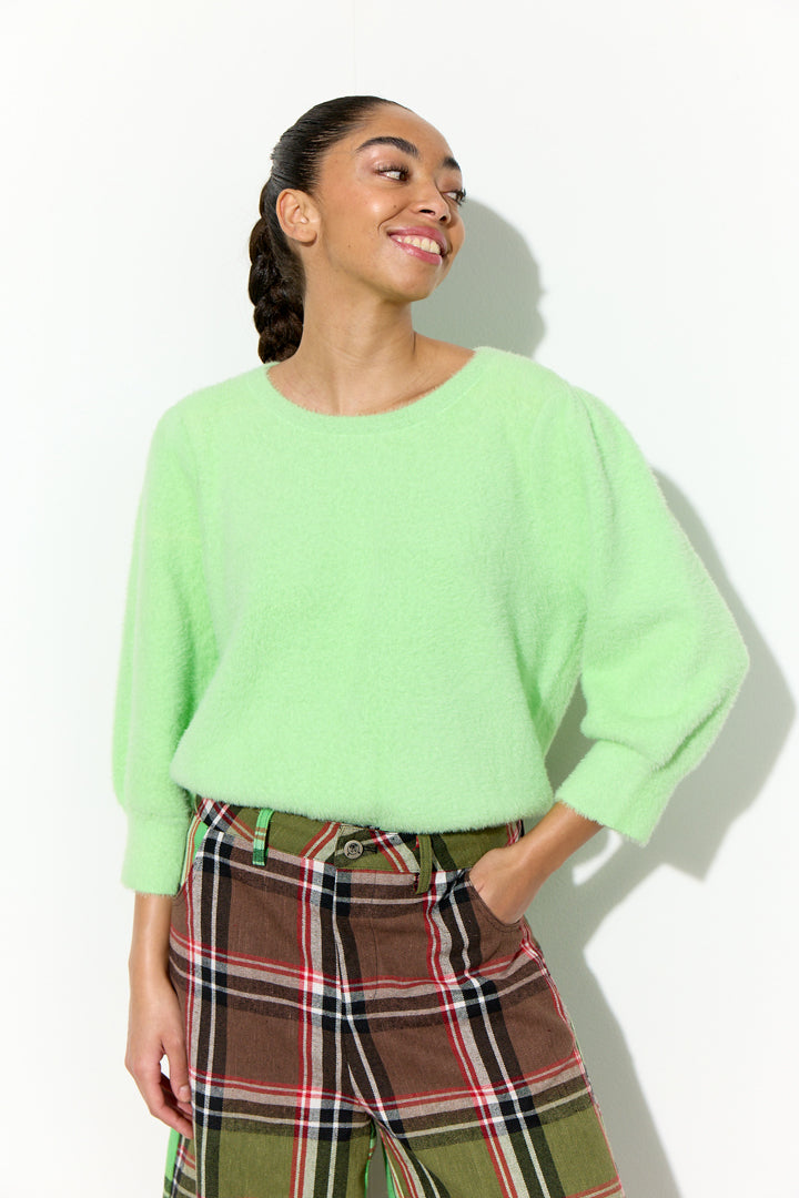 HUNKØN Enya Knit Blouse Bluser Electric Lime