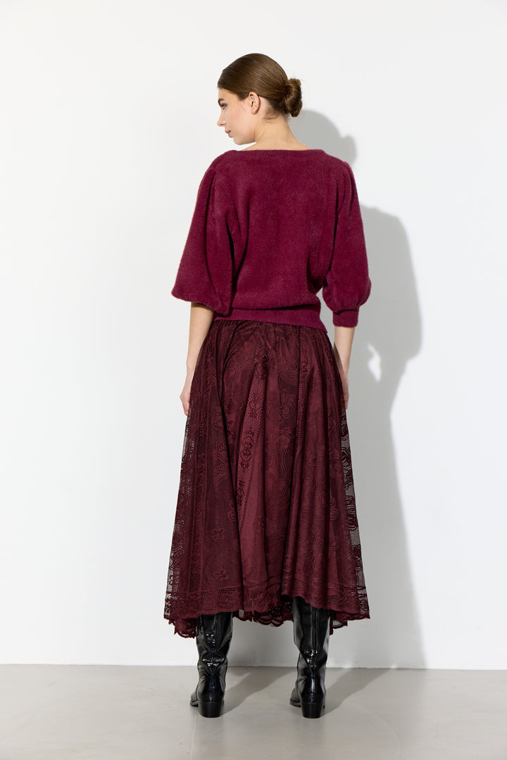 HUNKØN Enya Knit Blouse Bluser Oxblood