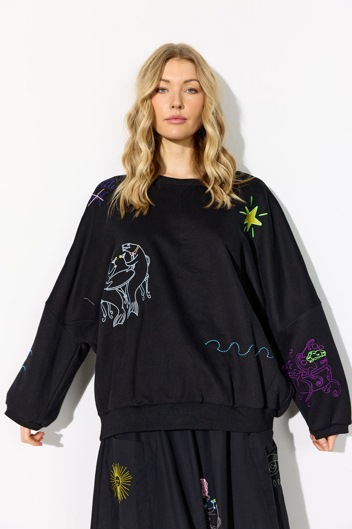 HUNKØN Eva Sweatshirt Sweatshirts Black