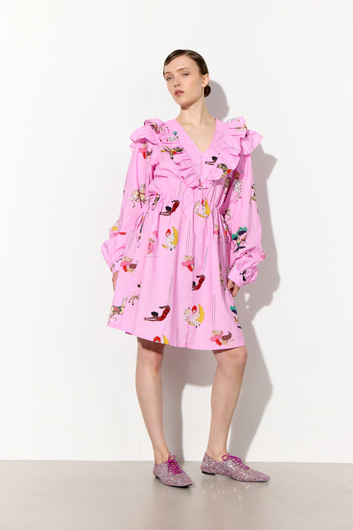 HUNKØN Floss Dress Kjoler Pink Showstopper Art Print