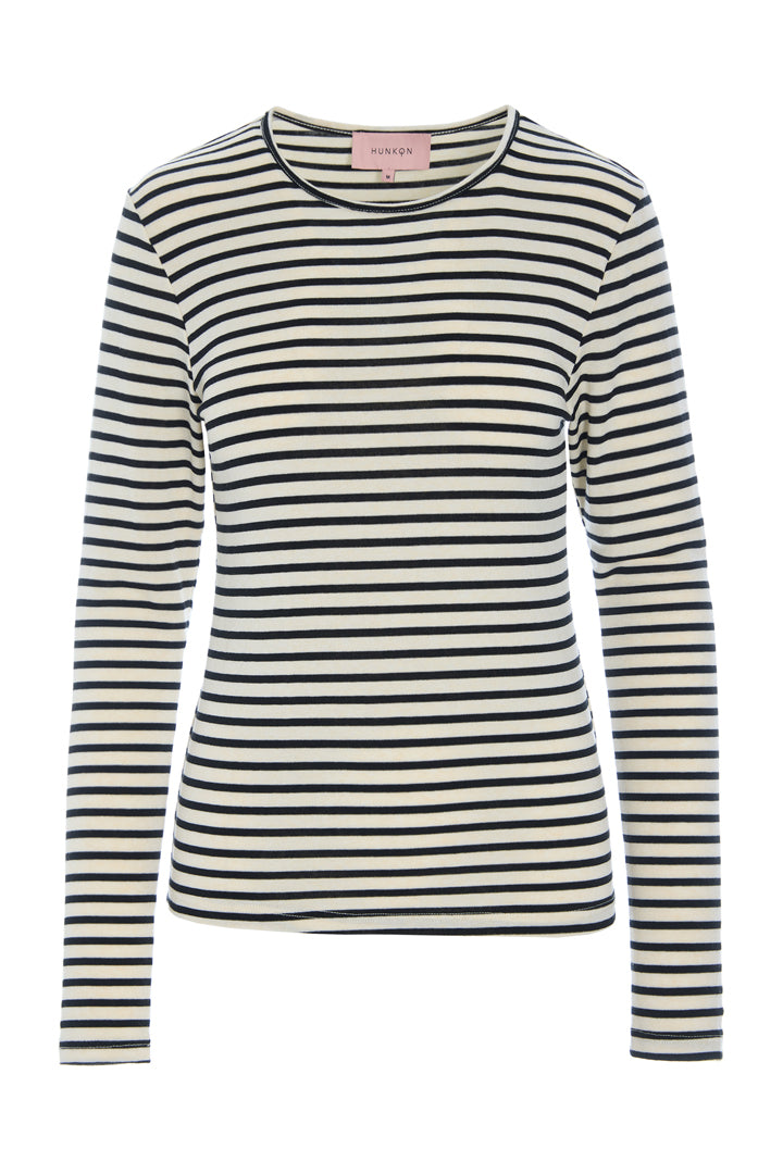 HUNKØN Halima Blouse Bluser Black Striped