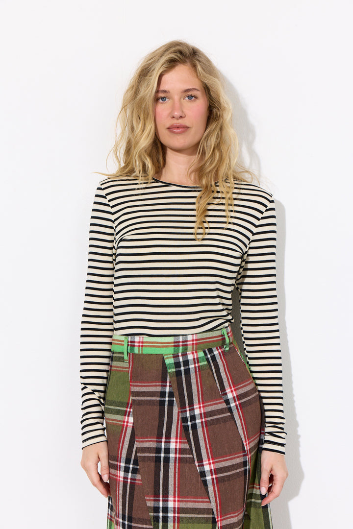 HUNKØN Halima Blouse Bluser Black Striped