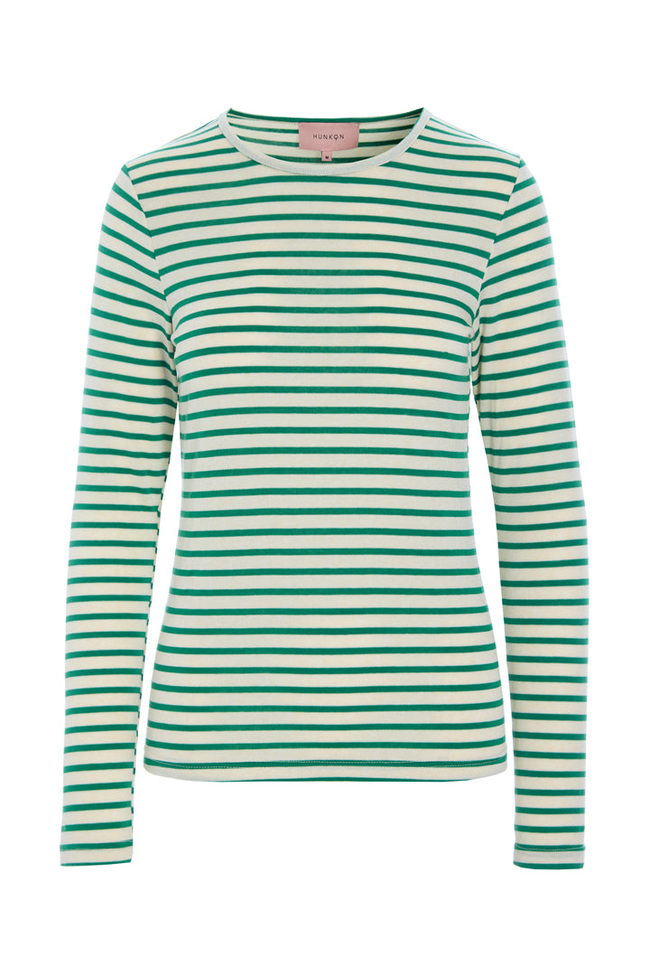 HUNKØN Halima Blouse Bluser Green Striped