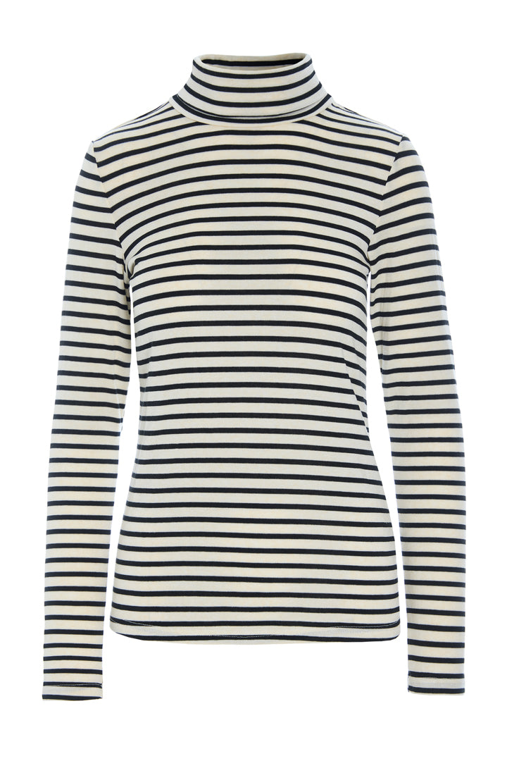 HUNKØN Halima Turtleneck Bluser Black Striped