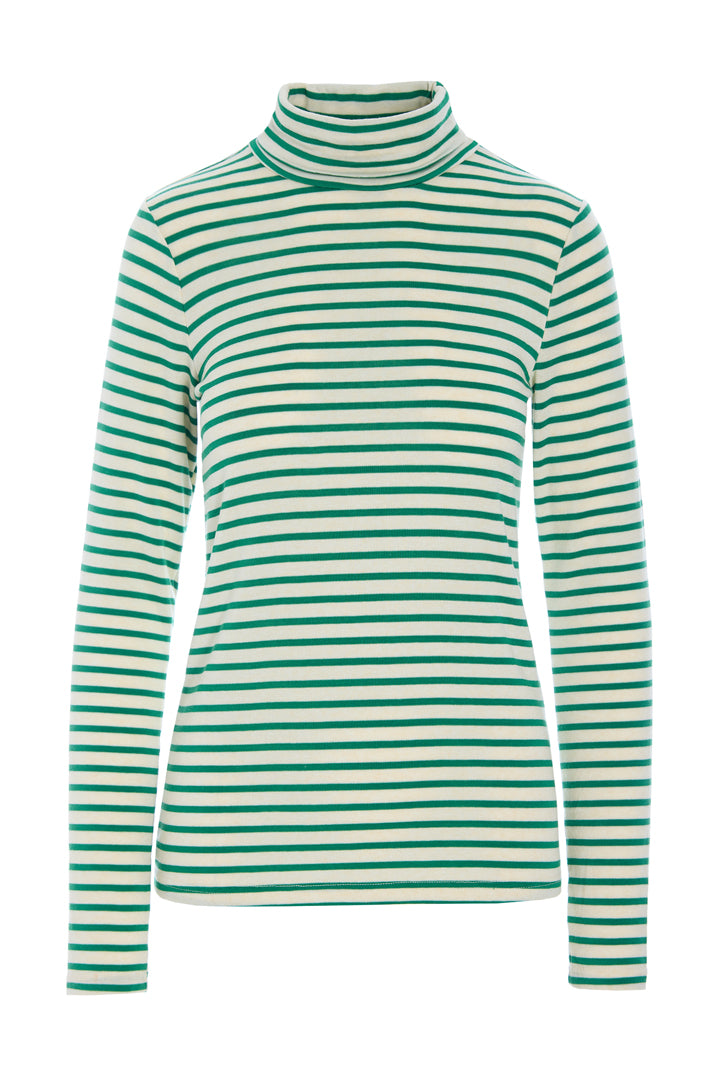 HUNKØN Halima Turtleneck Bluser Green Striped