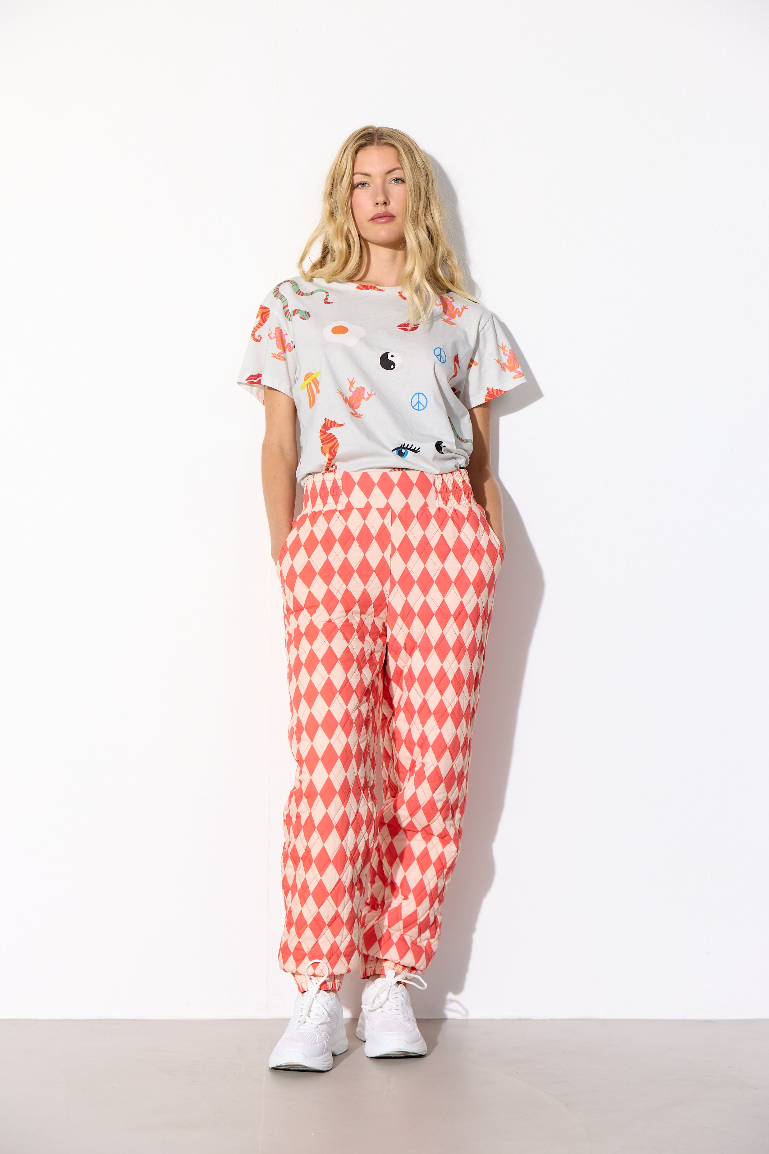 HUNKØN Harly Quilt Trousers Bukser Red Harlequin