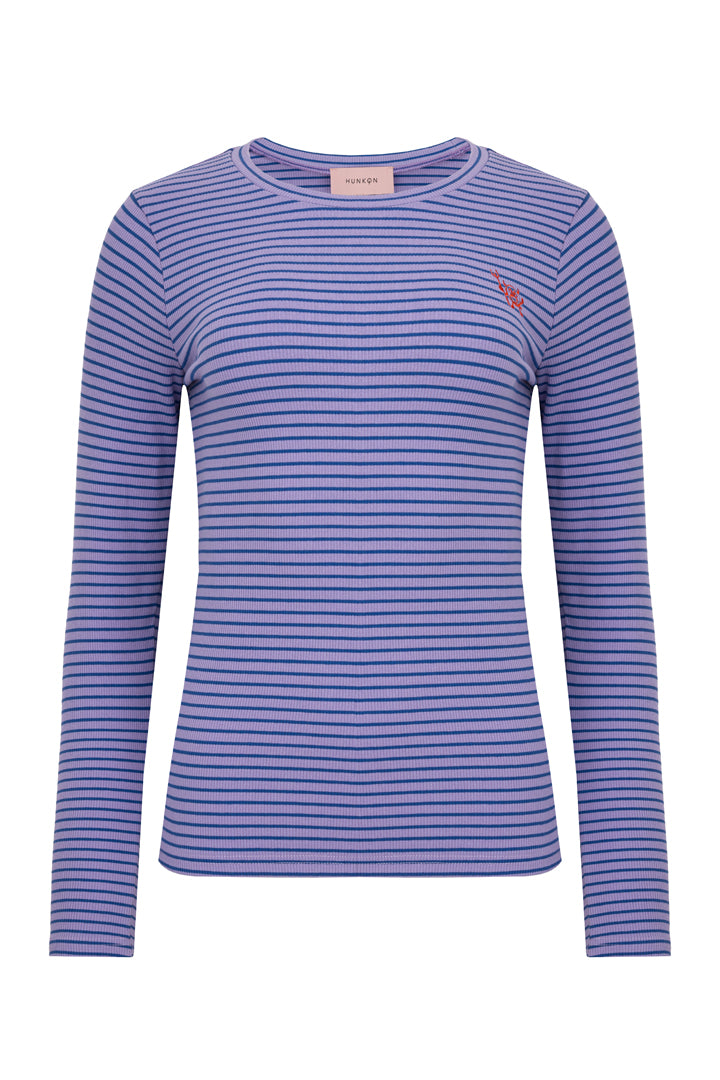 HUNKØN Indie Blouse Bluser Purple Striped