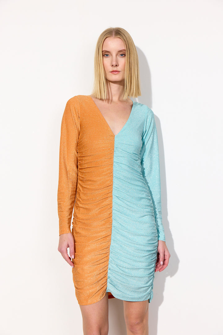 HUNKØN Jasmin Dress Kjoler Peach/Turquoise