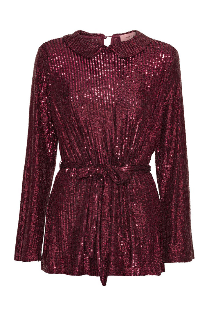 HUNKØN Karin Sequin Blouse Skjorter Deep red