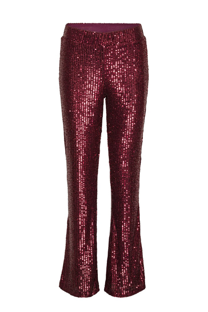 HUNKØN Karin Sequin Trousers Bukser Deep red