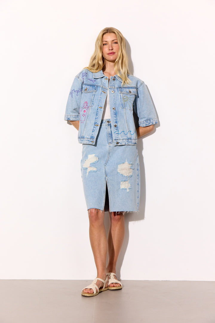 HUNKØN Kenna Denim Skirt Nederdele Light Denim