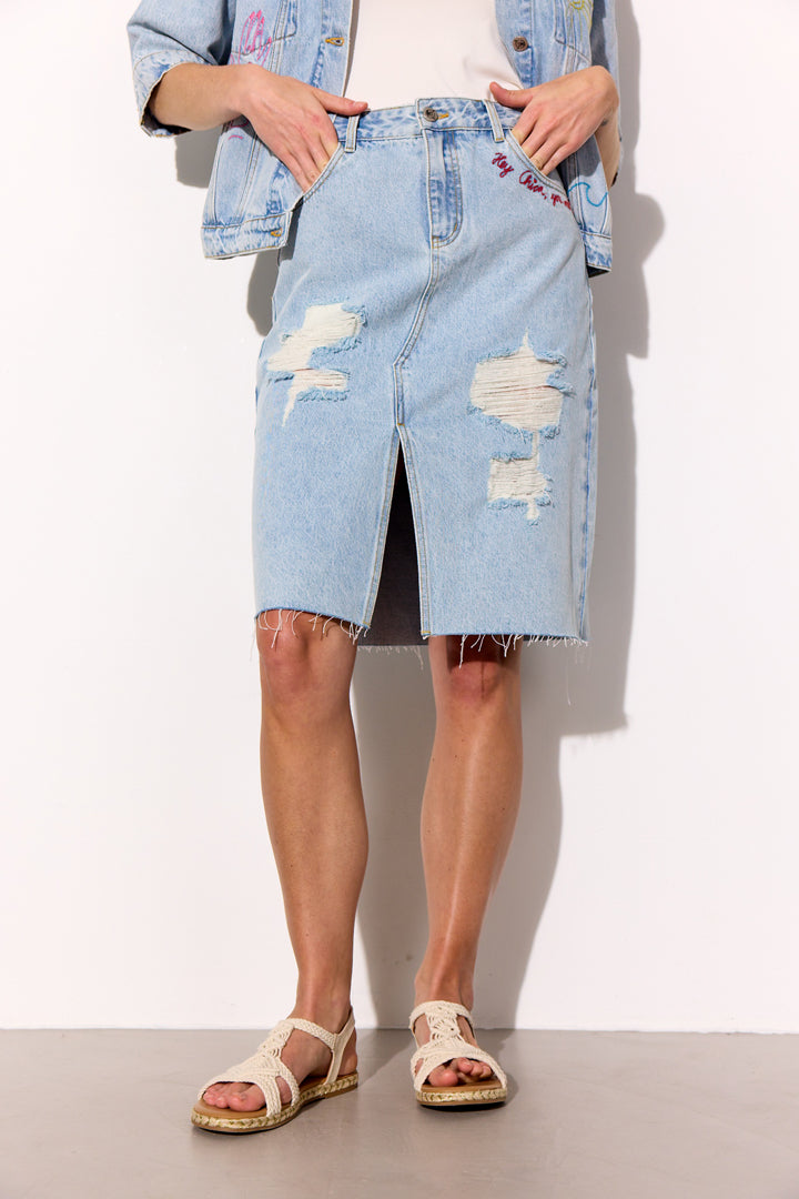 HUNKØN Kenna Denim Skirt Nederdele Light Denim
