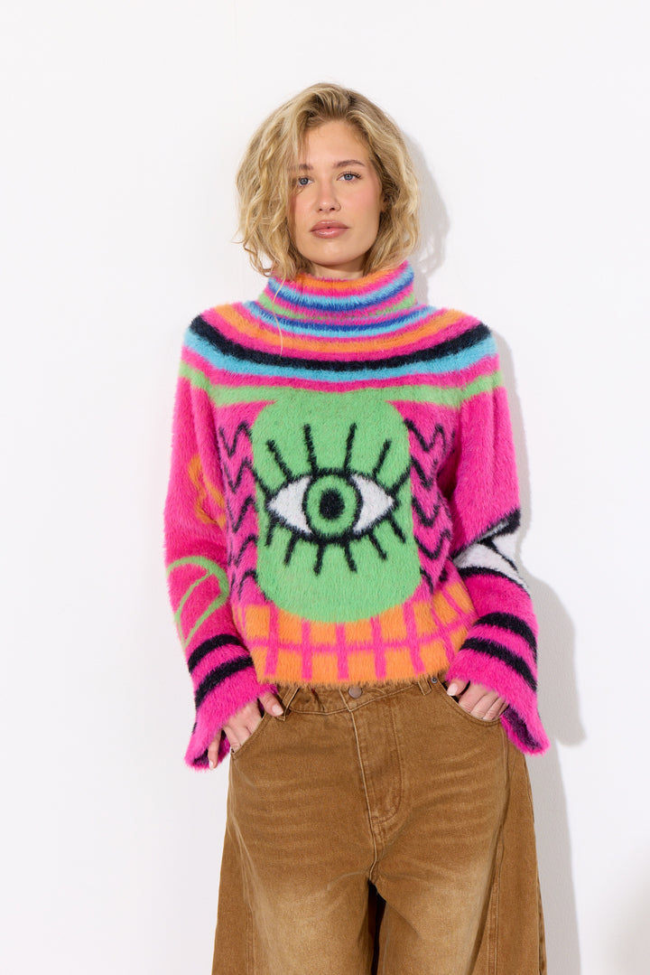 HUNKØN Kitti Knit Blouse Bluser Green Eye