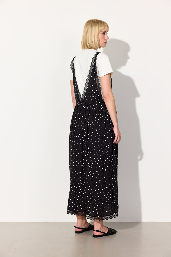 HUNKØN Kris Oversized Dress Kjoler Black w/White dots