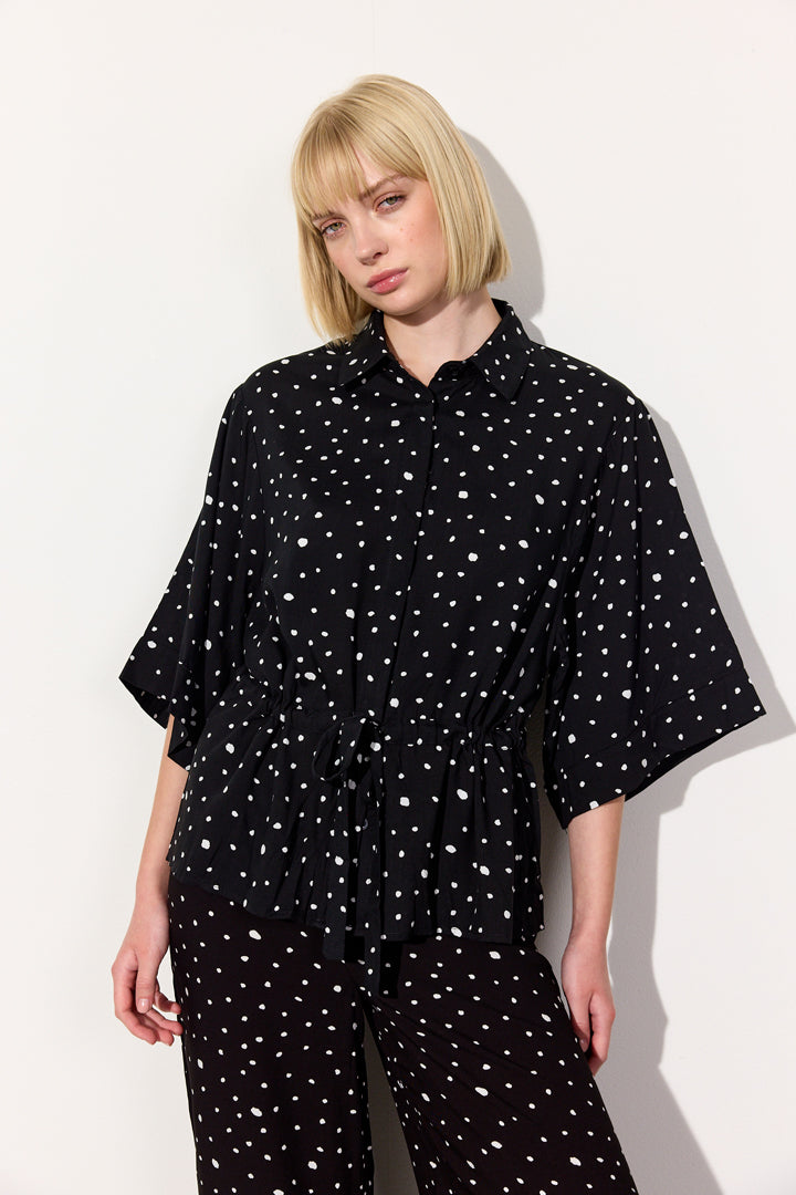 HUNKØN Kris Shirt Skjorter Black w/White dots