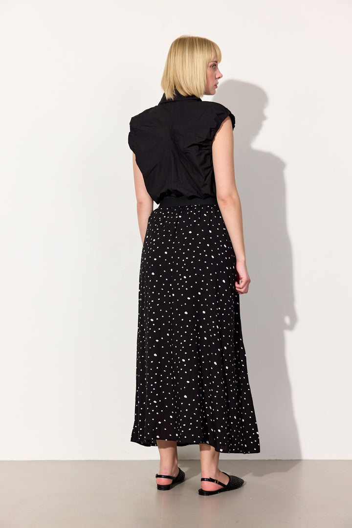 HUNKØN Kris Skirt Nederdele Black w/White dots