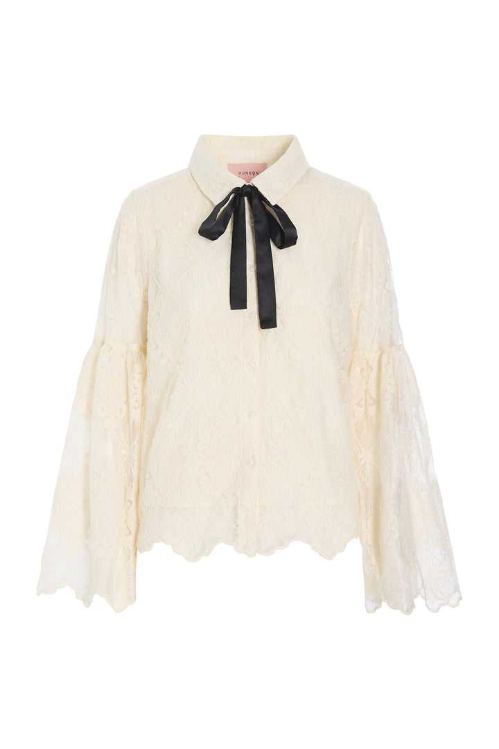 HUNKØN Lulu Lace Shirt Skjorter Cream Lace