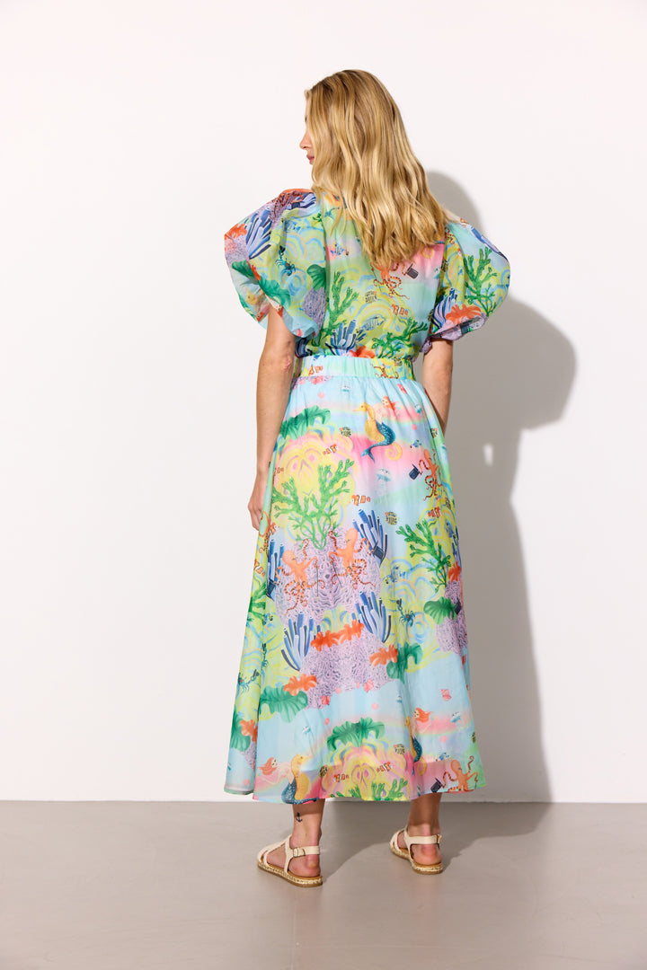 HUNKØN Marina Long Skirt Nederdele Ocean Life Art Print