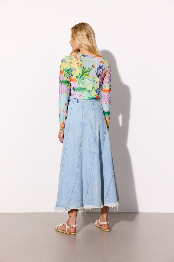 HUNKØN Marina Mesh Blouse Bluser Ocean Life Art Print