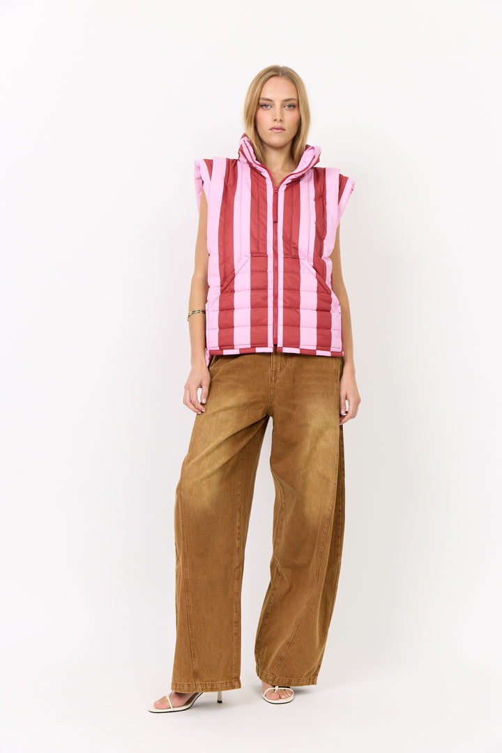 HUNKØN Merle Short Vest Vests Red Striped