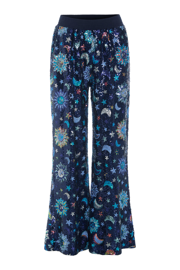 HUNKØN Muna Sequin trousers Bukser Navy Glitter