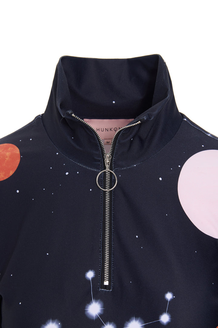 HUNKØN Nebula Zipper Blouse Bluser Outer Space Art Print