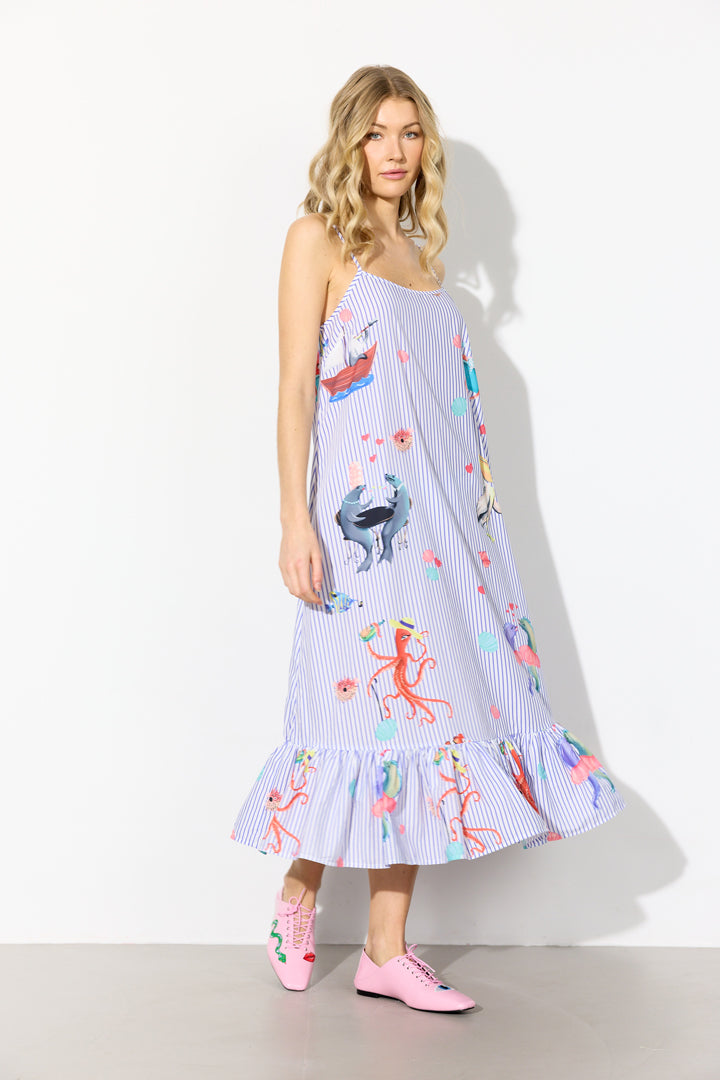 HUNKØN Nessie Dress Kjoler Blue Ocean Art Print